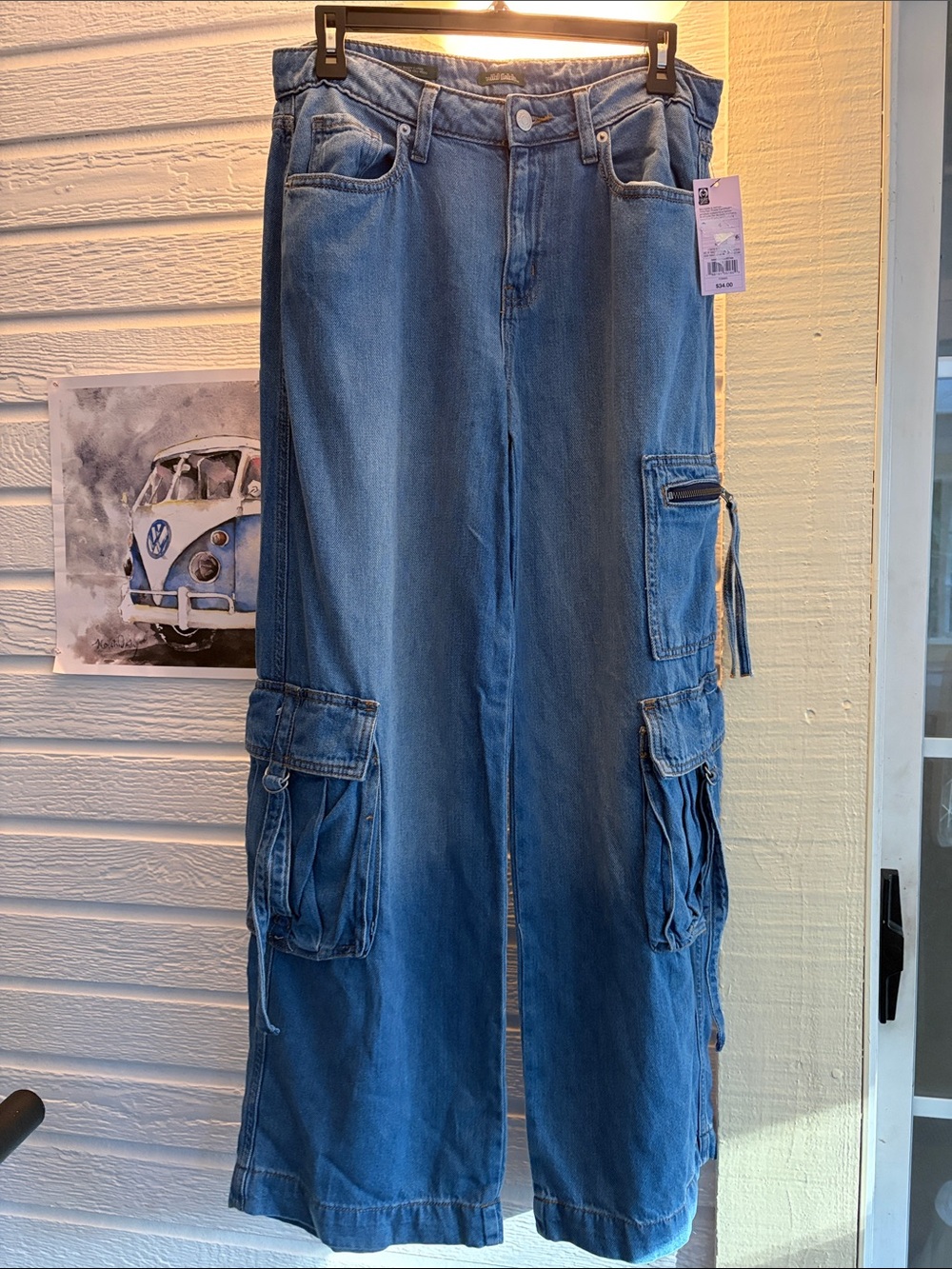 Mid rise baggy cargo women’s jeans NWT